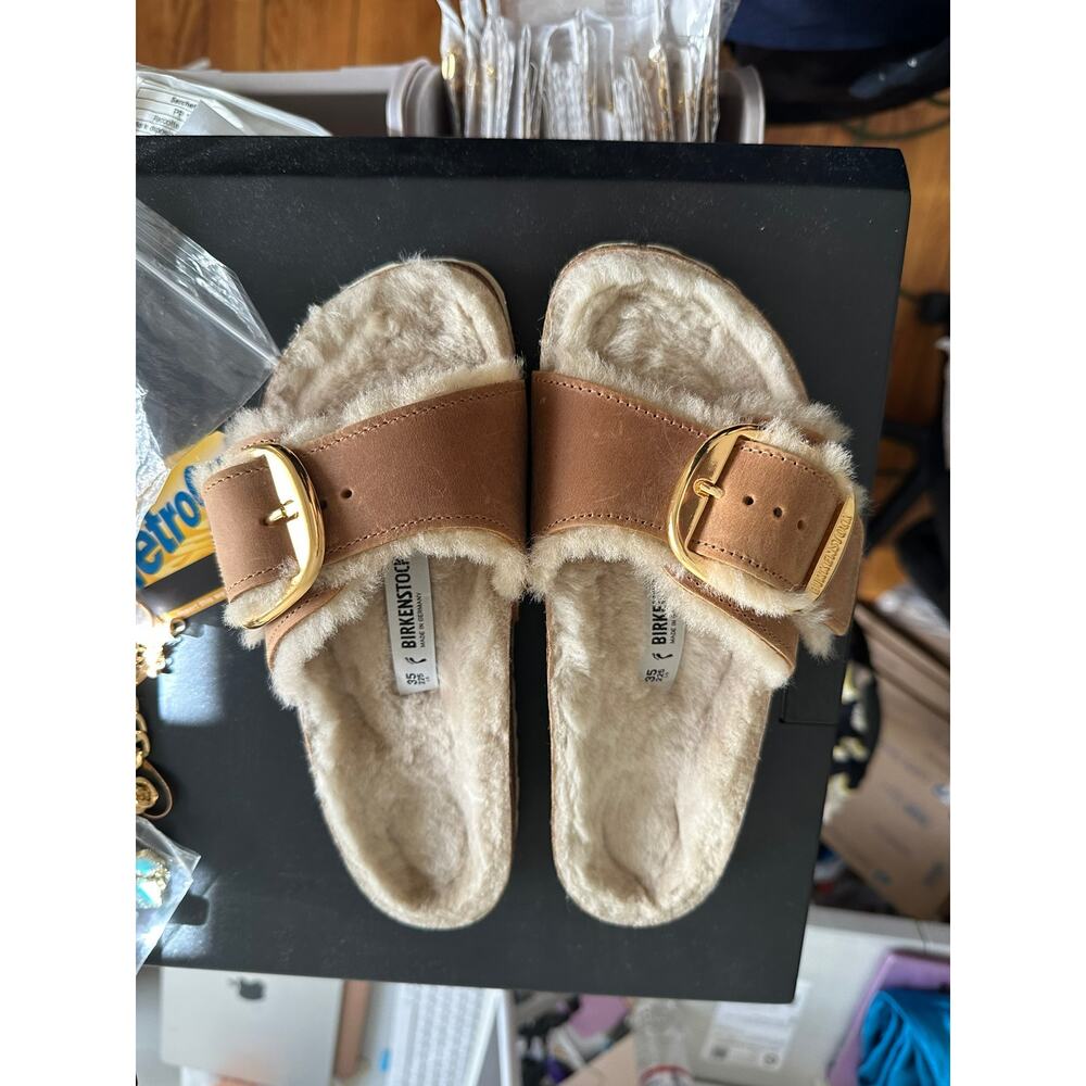 BIRKENSTOCK Madrid Big Buckle Shearling Cognac 35